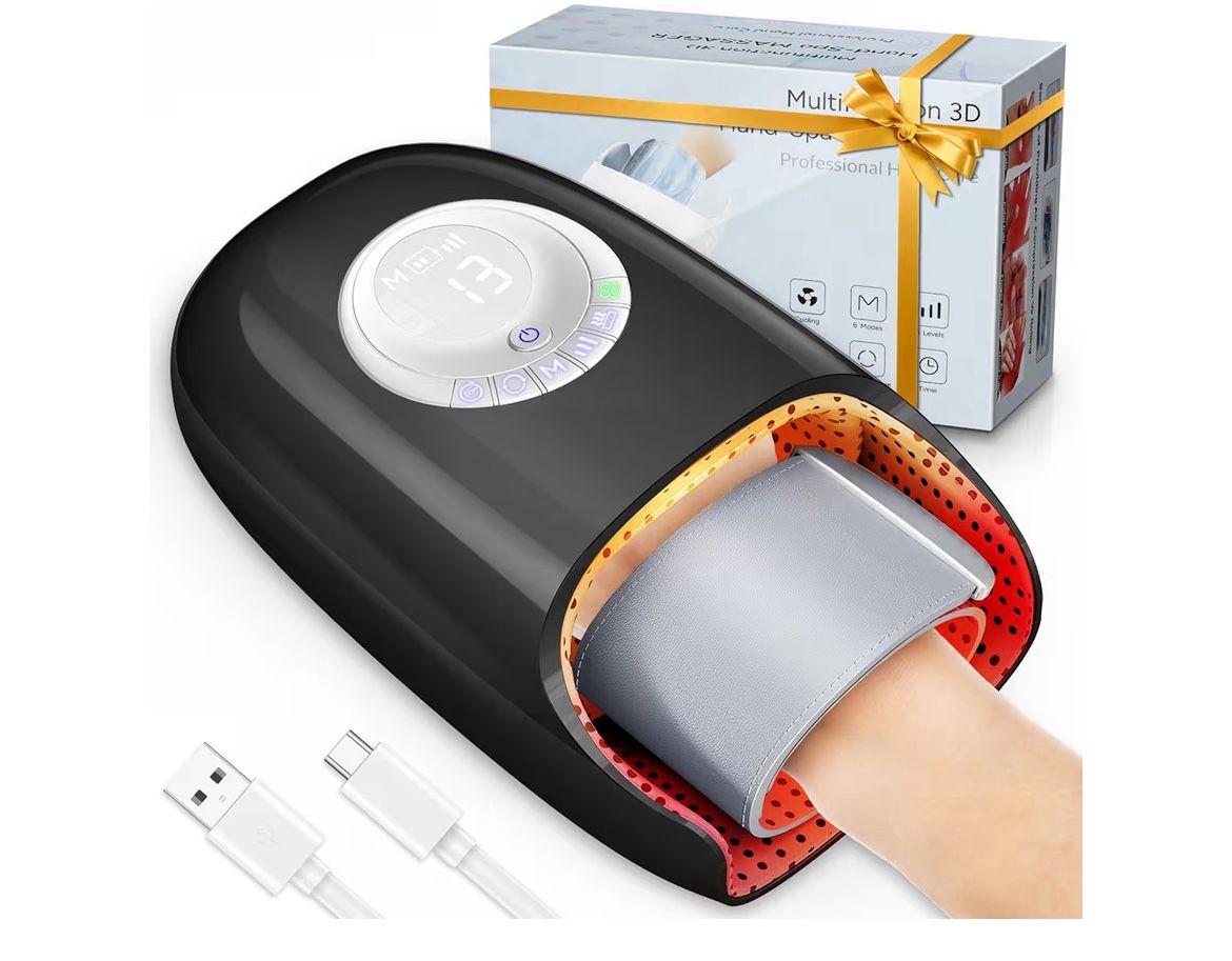 Hand Massager with Heat and Compression, Hand Massage for Arthritis and Carpal Tunnel Relief, 6 Modes Pressure