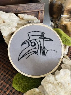 Plague Doctor Handmade Embroidery Art