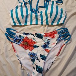 Floral And Stripe Cupshe Bikini