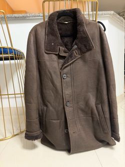 Christ Brown Soft Lambskin Shearling Coat, Size XL, US 44S