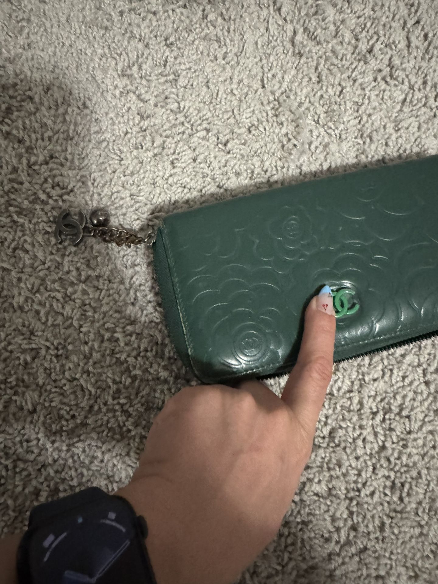 Camellia japonica Leather wallet purse cardholder