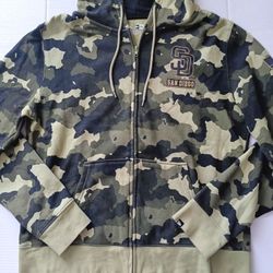 Women's Padres 2XL New Era Green Camo Full-Zip Hoodie
