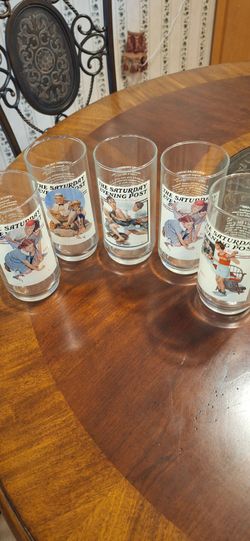 Old film stars, and Saturday Evening Post collectible glasses