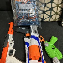 3 Nerf Guns With Ammo