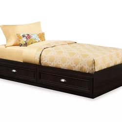 Twin mates dark russet cherry storage bed