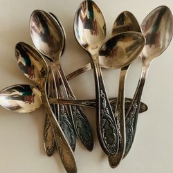 Lot Of 10 Vintage Cupronickel Coffee Spoons Pick Up In Sheepshead Bay Brooklyn NY