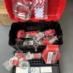 43 PCS Lockout Tagout Kits, Electrical Safety Loto Kit Includes Padlocks, 5 Kinds of Lockouts, Hasps, Tags & Ties, Box, Lockout Safety Tools for Elect