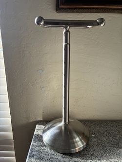 Freestanding Brushed Nickel Toilet Paper Holder