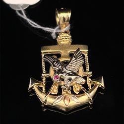 14KT Tri Color Gold Anchor Eagle Pendant 4.10g 179453/11