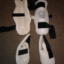 Martial Arts MMA TKD Karate Muay Thai Sparing Shin Guards w Instep sz M Pro Force II AS IS
