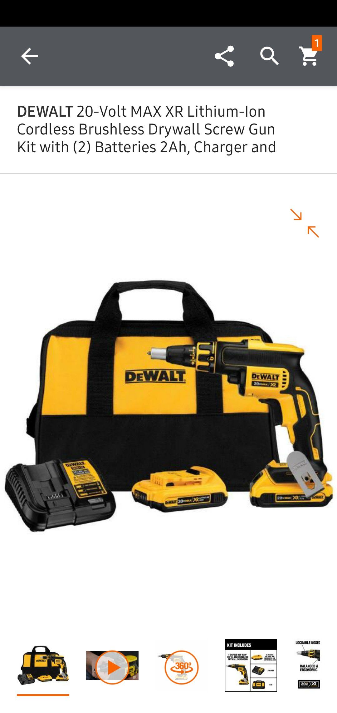 DEWALT 20-Volt MAX XR Lithium-Ion Cordless Brushless Drywall Screw Gun Kit with (2) Batteries 2Ah, Charger and Contractor Bag
