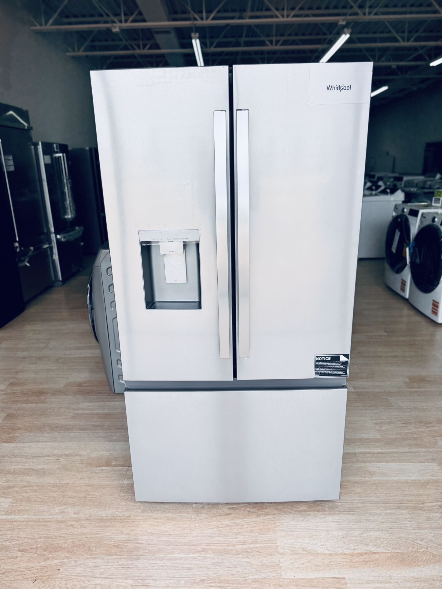 Brand-New Whirlpool - 36-Inch French Door Refrigerator with In-Door Water and Ice Maker - 30 cu. ft - Fingerprint Resistant Stainless WRFF3536SZ