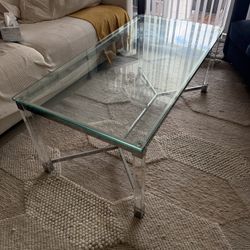 Modern Glass Coffee Table with Chrome Legs – Like New