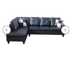 Black Leathe Couch Sectional Good Condition Retails 600 Plus 