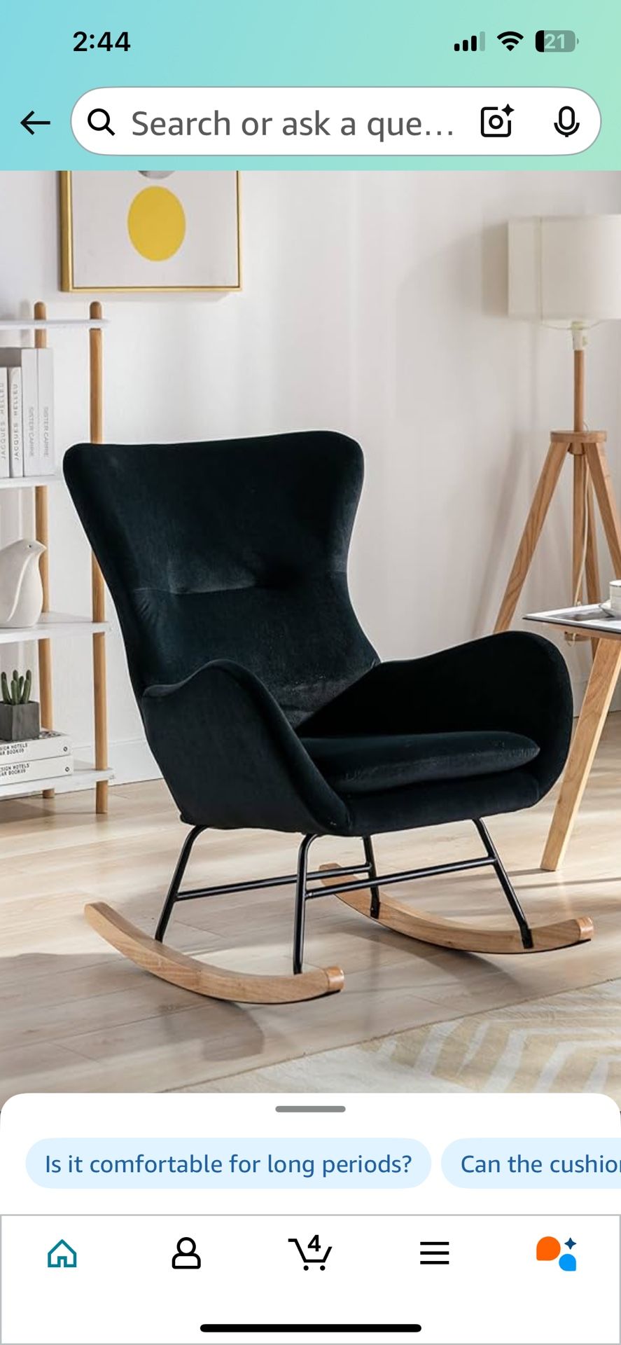 Black Velvet Rocking Chair