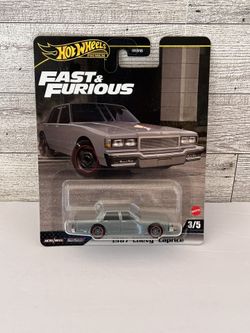 Hot Wheels Premium Fast & Furious Gray ‘1987 Chevy Caprice / Real Rubber Tires / Die Cast Metal / Made in Thailand