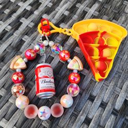 Pizza & Beer Keychain / Phone Charm 