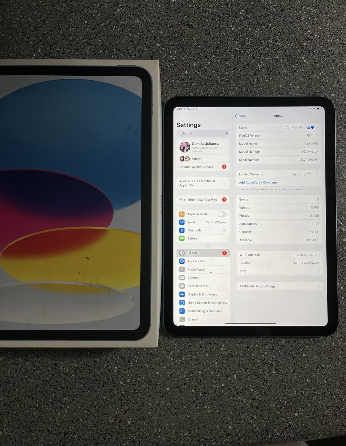 iPad A16 Blue (newest 10th Generation