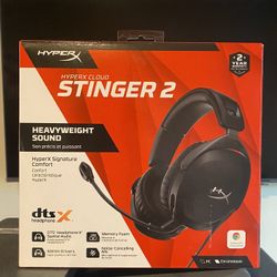 HyperX Cloud Stinger 2 Gaming Headset, Lightweight Over-Ear Headset, Black DTS Headphone:X Spatial Audio, 50mm Drivers, with mic, Swivel-to-Mute Funct