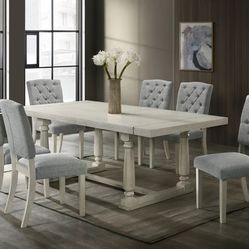 White Dining Table + 6 Chair Set