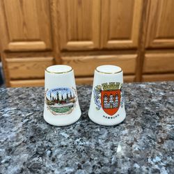 Vintage Ceramic Souvenir “Hamburg”  Salt and Pepper Shakers. Size approximately 2 1/2 inches tall.  Brand new never used.  Bought on vacation years ag