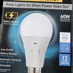 LED Battery Back Up light Bulb 60w