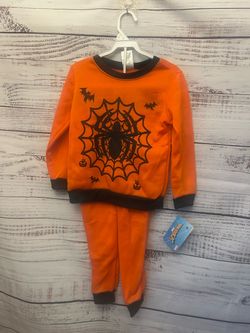 NWT Orange halloween Spider-Man Kids matching set size 6