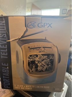 GPX TVP2iM Blue Portable Television 5.5" B&W Screen AM/FM Radio 3-Way Power