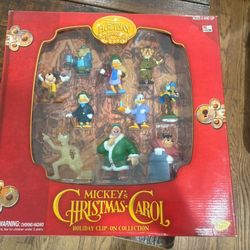 Vintage Disney Mickey's Christmas Carol Holiday Clip-On Ornament Set Kmart