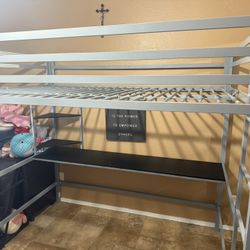 Bunk Bed Frame With Desk(Full Mattress Not Included) 