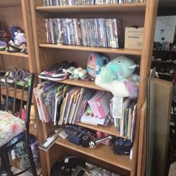 72" Tall 6-level Wood Shelf, Contents On Shelf Not Included