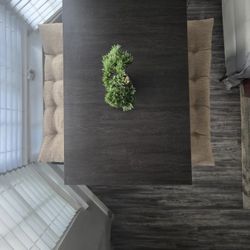 Modern black dining table with bench set