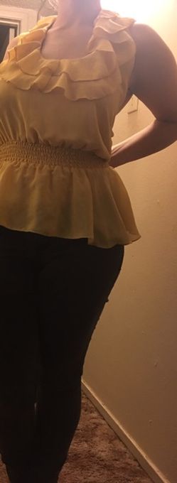Very cute ruffle yellow halter top