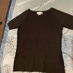 Sag Harbor S Small Black Knit Dress Top Short Sleeve Ribbed