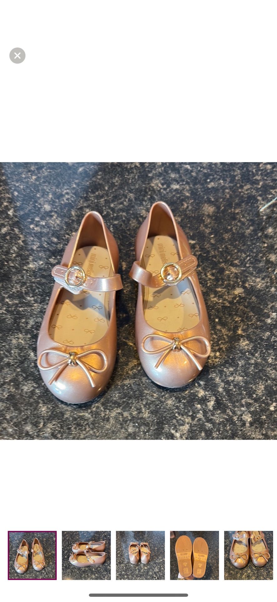 Mini Melissa Girls Gold Mary Jane Shoes