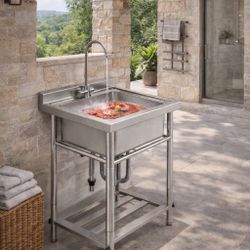 Brand New Utility Sink With Faucet Stainless Steel