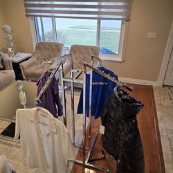 Heavy duty 4 way stainless steel clothing rack