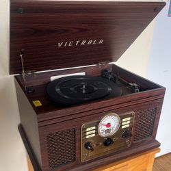 Victoria Bluetooth Record Player.  Built In Speaker, CD & Cassette Player, Radio