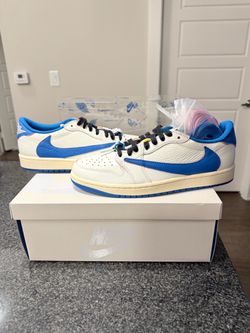Nike Air Jordan 1 Low OG SP Fragment Travis Scott Sail Military Blue Size 9