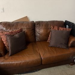 Brown Leather Couches & A Recliner 