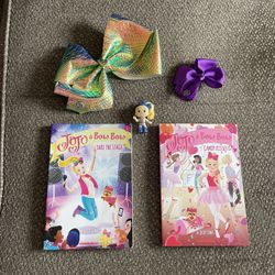 Jo Jo Siwa bows, figure and book toy bundle