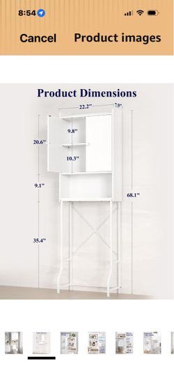 Kitsure 68.1"H Over Toilet Storage Cabinet, Magnetic Door, Adjustable Shelf Bathroom, Laundry Room, Small Spaces, Families, Multi-Compartment Storage,