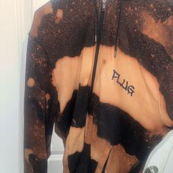Black & orange Tie and die bleached hoodie with back cut out #goth #alternative #unisex