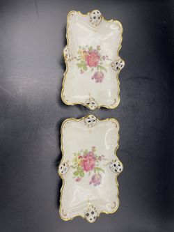 Rosenthal Moliere Elfenbein Kronach Germany Pierced Trinket Dishes - Set of 2