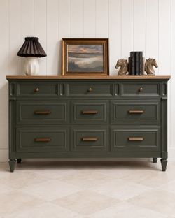 Solid wood refinished 9 drawers dresser / buffet / credenza / changing table