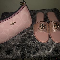 Pink Coach Bag And Pink Tory Burtch Sandals 