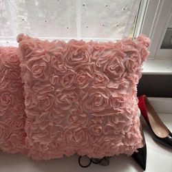 2 Decorative Rose Flower Pillow Covers  With Insert