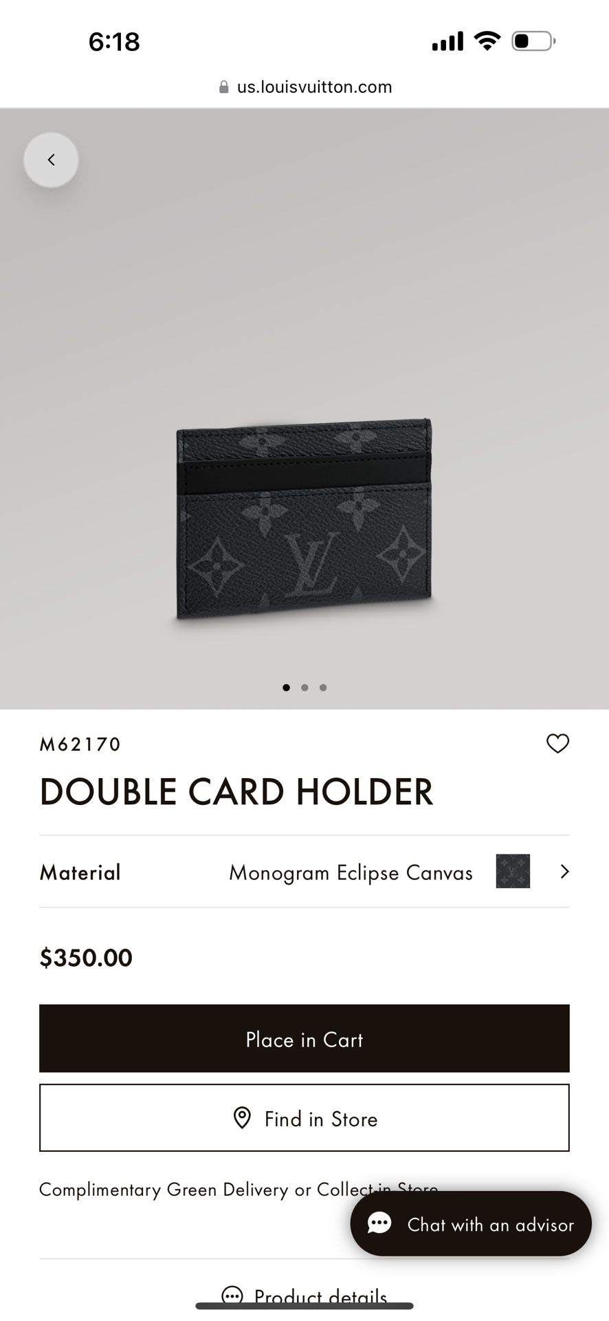 Louis Vuitton Monogram Eclipse Double Card-holder M62170 Monogram Eclipse  Card Case
