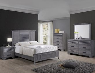 Grey finish bedroom set on sale now! New!