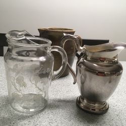 Vintage  Pitcher $25 Each Your Choice Glass , Pottery , Silver Plated 